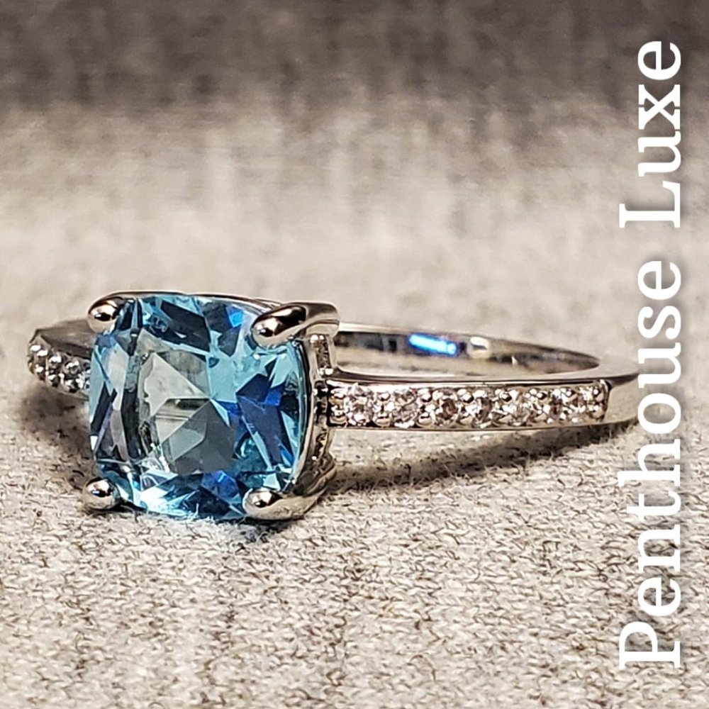 Sky Blue Topaz Sterling Silver Plated Ring - Picture 2 of 4